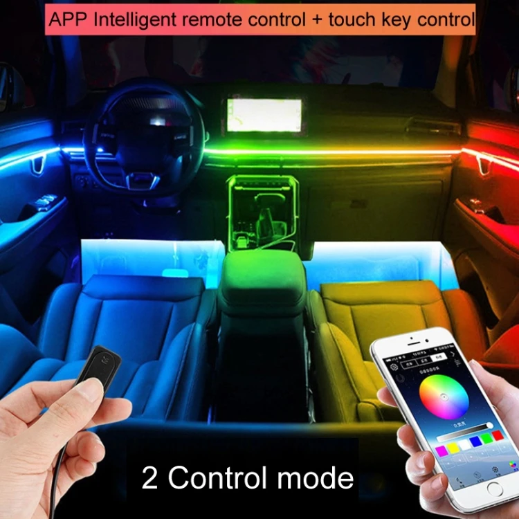 6 in 1 Car Hidden Acrylic LED Colorful Decorative Atmosphere Light Strip ETBD0605543601F
