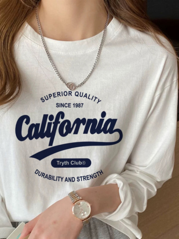 pure cotton long-sleeved T-shirt, women's loose Korean style, trendy spring and summer