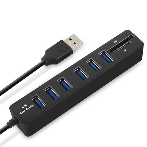 Multi USB 2.0 Hub USB Splitter High Speed 6 Ports with TF SD Card Reader GTBD048328901AB