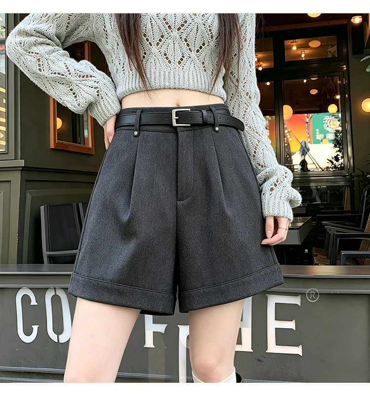 Style Casual Suit Shorts Women's Autumn New Style High Waist Petite Temperament Fashion Wide Leg Pants Clothing