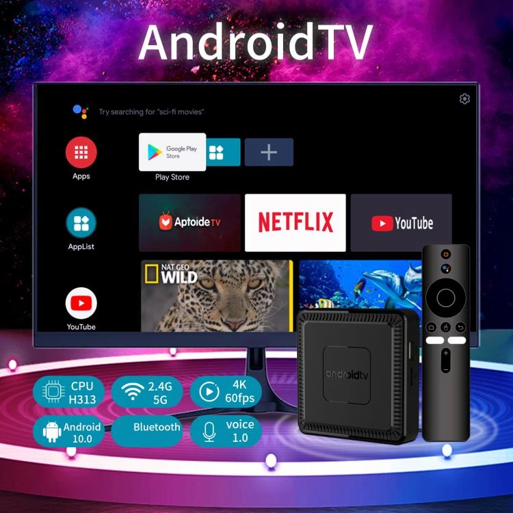 Q7 4K UHD Android 10 Smart TV Box with Remote Control, 2GB+8GB, Allwinner H313 Quad-Core FEDA007688001AB